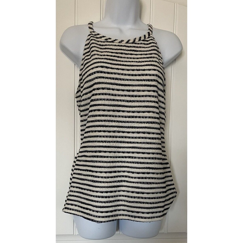Green Envelope Blue & White Striped Tank Top Womens Size Small Textured Shirt